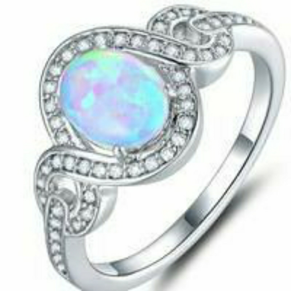 Lab Created Opal & CZ Ring